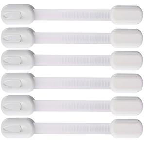 6 Pack Vmaisi Multi-Use Adhesive Straps Locks - Childproofing Baby Proofing Cabinet Latches for Drawers, Fridge, Dishwasher, Toilet Seat, Cupboard, Oven,Trash Can, No Drilling (White) (6)