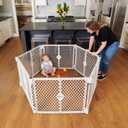 Toddleroo by North States - Superyard Baby Play Yard: Freestanding 6-Panel Baby Playpen - Indoor or Outdoor Use - Made in USA - Encloses Up to 18.5 Square Feet - 26 Inches Tall - Light Gray