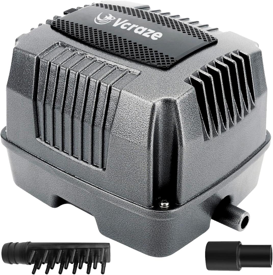 VCRAZE Powerful Linear Air Pump, KP80 Pond Air Pump Pond Aerator, 1350GPH Aeration System for Koi Pond Aeration, Aquarium, Waste Treatment, Fish Farm, Seafood Restaurant
