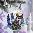2 x Stained Glass Ornament, Christmas Ornaments, Christmas Decorations for Tree, Holiday Ornament, Gifts for Butterfly Lovers, Holiday Party Gifts, Gift Ideas & Xmas Gift - Lavender with Butterfly