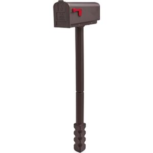 Architectural Mailboxes Newbury Rust-Proof Plastic Post Mounted Mail Box for Outside with Post, Mocha, Medium Curbside Mailbox, USPS Approved for Residential Delivery