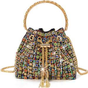 Sparkly Diamond Evening Bag Clutch Purses for Women Rhinestone Purse Glitter Handbag for Party Prom Cocktail Wedding (Colorful)