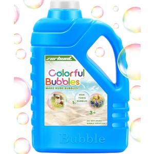 Zerhunt Bubble Solution Refill 33.8 OZ: Concentrate for Bubble Machine, Giant Bubble Wand, Birthday Party Favors (Blue)