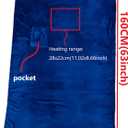USB Heated Blanket, Heating Lap Blanket Throw, Wearable Soft Outdoor Cozy Travel Throw for Stadiums, Picnics, Travel, Camping, Hiking, and Wheelchair Use, Dark Blue
