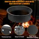 36 Inch Fire Pit Ring, Large Outdoor Campfire Pit for Patio Backyard Garden, Smokeless Steel Firepit with Air Vent for Efficient Burning & Anti-Rust Coating, Black Steel