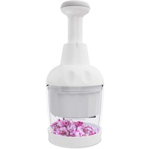 Food Chopper, Handheld Veggie Chopper for Vegetable, Onion, Garlic, Nut, Hand Vegetable Cutter, Dishwasher-safe, Stainless Steel Blade, White.