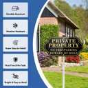 Private Property No Soliciting No Trespassing No Loitering Sign for House and Yard 14 x 7 Inches Sign with 28 Inches Long Stake Rust Free Aluminum Metal (Style E)
