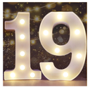 Pooqla Decorative Led Light Up Number Letters, White Plastic Marquee Number Lights Sign for 19th Birthday Party Wedding Decor Battery Operated Number (19)