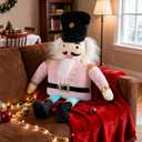 Lanpn Nutcracker Christmas Pillow Nutcracker Pillow Christmas Decoration Winter Throw Cushion for Sofa Living Room Bedroom Xmas Decor (23x31 inch, Pink)