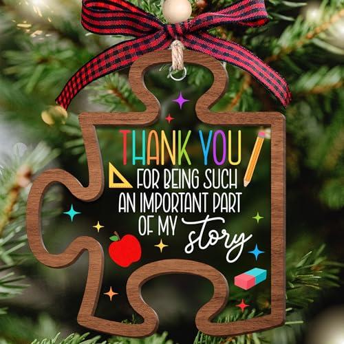 SUCHAGIFT Teacher Ornament - Teacher Christmas Ornaments for Tree - Teachers Gifts for Women - Teachers Daycare Provider Christmas Ornaments 2025 - Teaching Gifts - Wood & Acrylic Ornament 2025