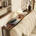 SUPERJARE Console Table with Outlet, 63 Inch Sofa Table with Charging Station, Narrow Entryway Table, Behind Couch Table, for Living Room, Plants - Rustic Brown
