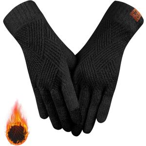 REACH STAR Winter Gloves for Women Touch Screen Thermal Lining Warm Gloves Cold Weather Christmas Gifts (Black)