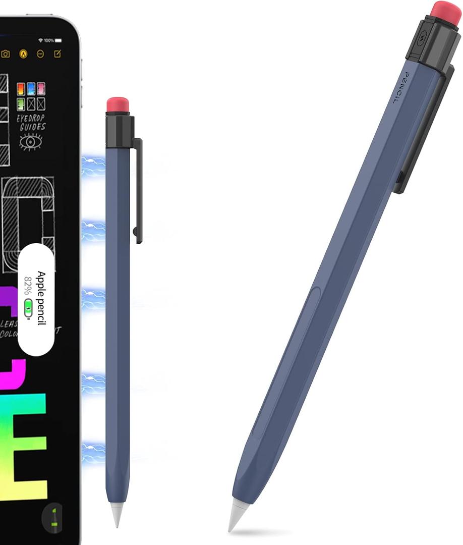 Apple Pencil 2nd Generation Case - Silicone Cover with Sturdy Clip - Compatible with Apple Pencil 2 for iPad Pro (Midnight Blue)