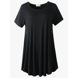 LARACE Plus Size Tops for Women Short Sleeve Shirts Casual Summer Clothes Round Neck Tunics for Leggings, 6X, Black