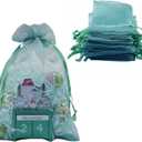 20 Pcs 8x12 Hunter Green Sheer Organza Gift Bags with Drawstring - Goodie, Candy, Jewelry, Wedding, Party Favor Gift Wrapping Supplies
