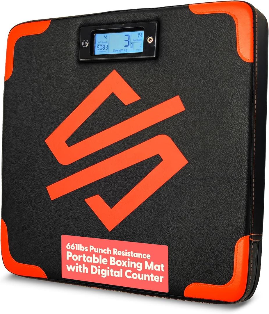 SQUATZ Portable Boxing Mat - Punching Unit with Advanced Digital Counter, Punching Mat for Strength Training, and Exercise, Automated Screen System, for Athletes and Beginners - Easy to Install
