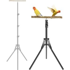 Wood Bird Training Perch Stand - 16-63 Inch Height Adjustable Bird Perch, Parakeet Perches Indoor and Outdoor Parrot Stands, Natural Pepper Wood Parrot Perches Toy