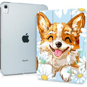 Case for iPad Air 11(M3 2025/M2 2024) 7th 6th, iPad Air 4 & 5 10.9 inch 5th 4th (2022/2020) Case, Slim Stand Cover with Hard Translucent Back Shell Auto Wake/Sleep, Cute Corgi Dog