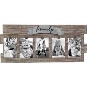 Stonebriar Rustic Wood Collage Picture Frame with Clips and Metal Detail Brown 26" x 11"