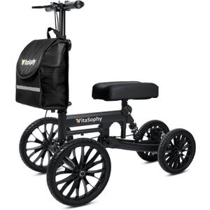 All Terrain Knee Scooter with Disc Brake System, Steerable Knee Walker for Adults for Foot Surgery, Broken Ankle - Rover Scooter for Broken Foot Injured Leg Crutch (Black)