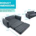 Intex Inflatable Pull-Out Sofa: Velvety Surface, 2-in-1 Valve, Cupholder, 46" x 88" x 26" - Blow-Up Couch and Folding Queen Size Air Mattress Bed