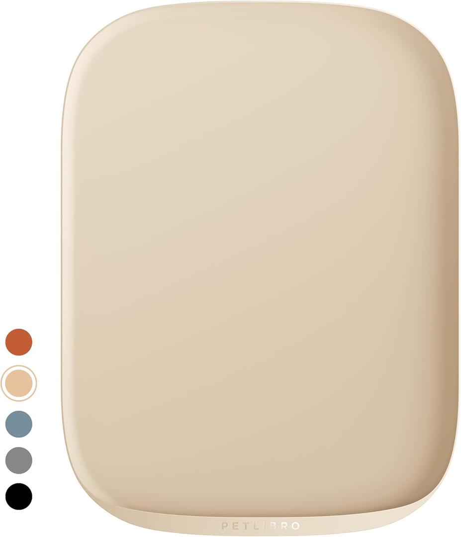 PETLIBRO Pet Food Mat for Cat & Dog, Waterproof Non-Slip Silicone Cat Food Mat for Feeder & Fountain, Dog Food Mat for Bowl & Waterer, Raised Edge Spill Protection Floor, Cove Feeding Mat 17.7"x12" (Ivory)