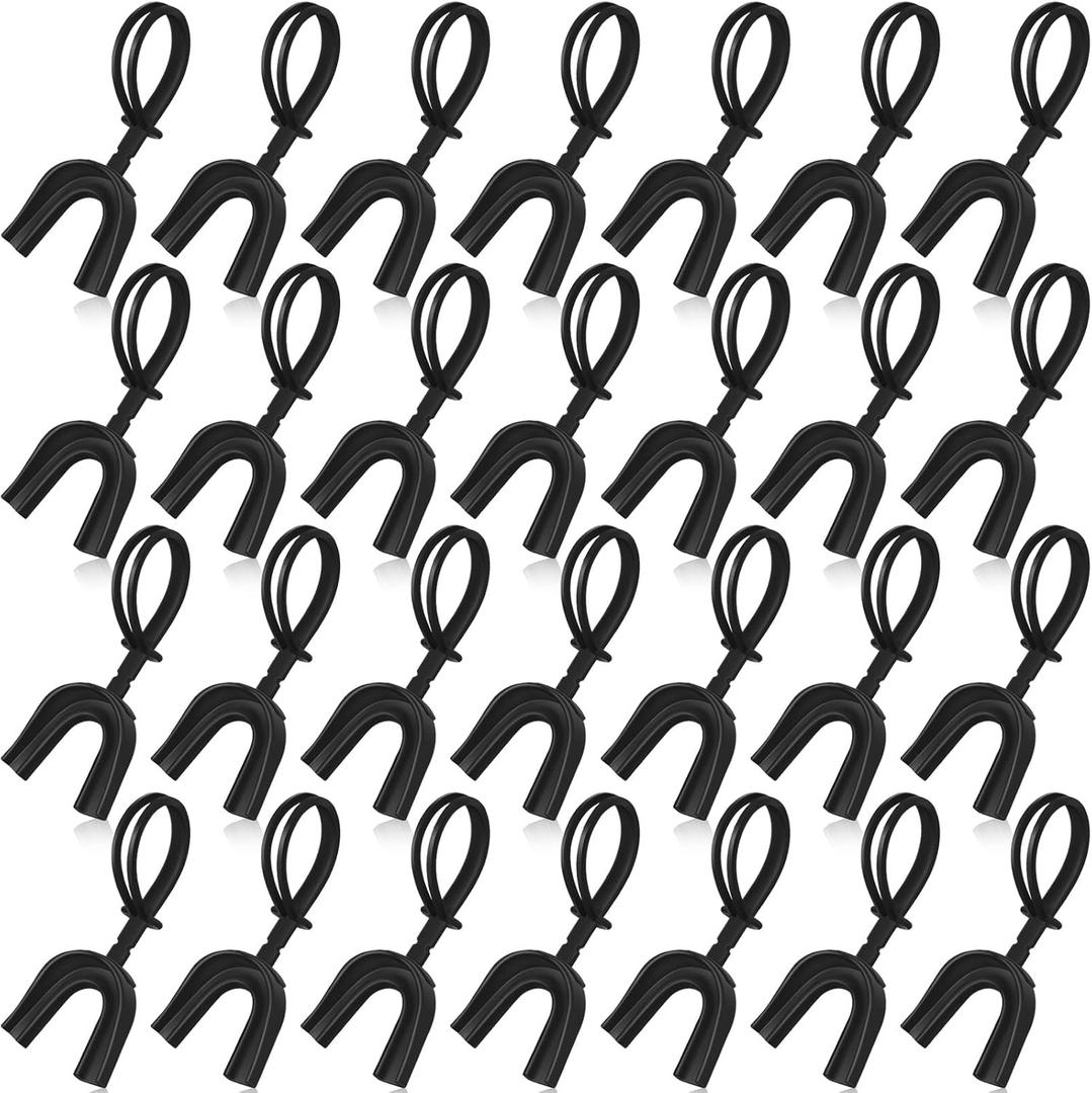 Kanayu 30 Pcs Strapped Mouth Guard No Boil Mouth Guard Soft Sports Mouthguard with Strap Mouth Protector for Adult Youth Boxing Basketball Hockey Lacrosse Wrestling Rugby (Adults, Black)
