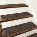 COSY HOMEER Edging Stair Treads Non-Slip Carpet Mat 28inX9in Indoor Stair Runners for Wooden Steps, Edging Stair Rugs for Kids and Dogs, 100% Polyester TPE Backing (15pc, Brown)