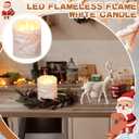 Baquler Large Flameless LED Battery Operated Pillar Candle - 3 Wick 5"x4" Snowy Frosted White Flameless Christmas Fake Candle for Xmas Table Centerpiece Holiday Rustic Indoor Home Decor