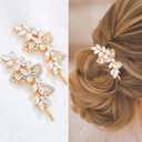 Foyte 2PCS Rhinestone Hair Clips Crystal Wedding Hair Pins Bridal Leaf Barreters Bridemaid Hair Accessories for Women and Brides (gold)