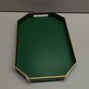 Omuriko Green Decorative Tray with Handles, Versatile Serving Tray for Coffee Table, Ottoman, Ideal for Serving, Displaying, Organizing, 15.7"*10.2"*1.57"