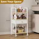 Makeup Organizer Rolling Cart with Drawer, Makeup Organizer on Wheels, Rolling Makeup Bathroom Storage Cart, Cosmetics Display for Nail Polish Makeup Brush