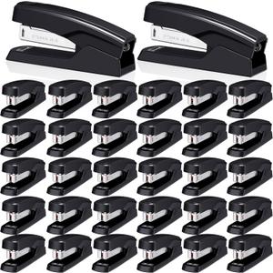 Desktop Stapler School College Office Supplies Portable Durable Staplers for Desk Accessories Heavy Duty Stapler with 25 Sheet Capacity for Home Classroom Office Teacher (Black, 30 Pcs)