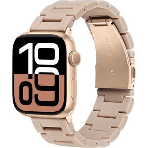 V-MORO Lightweight Bands Compatible with Apple Watch Series 11/10/9/8/7 38/40/41/42mm Fashion Cute Bracelet Band Rose Gold Stainless Steel Buckle Watch Strap for iwatch Series SE/6/5/4/3/2/1(Milky Tea)