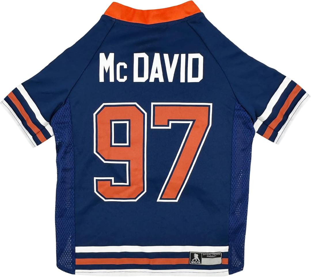 Pets First NHLPA Connor McDavid Mesh Dog Jersey, Edmonton Oilers McJesus-97, Size Small