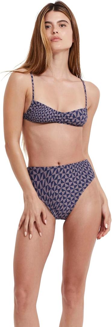 Gottex Flirtt Midnight Magic Women's Multicolor Geometric Abstract V-Neck Bralette Bikini Bra Top with Adjustable Straps