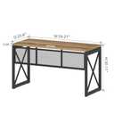 BON AUGURE Farmhouse Computer Desk, Modern Industrial Home Office Desks, Wood Metal Study Writing Table, Sturdy Gaming Desk (Vintage Oak, 54 Inch)