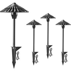 Low Voltage Landscape Lighting, 12V AC/DC 5W 500LM 3000K Cast-Aluminum Outdoor Landscape Path Lights, IP65 Waterproof LED Pathway Light Wired for Walkway Garden Yard, ETL Listed Cord, 4 Pack (3000K Soft White)