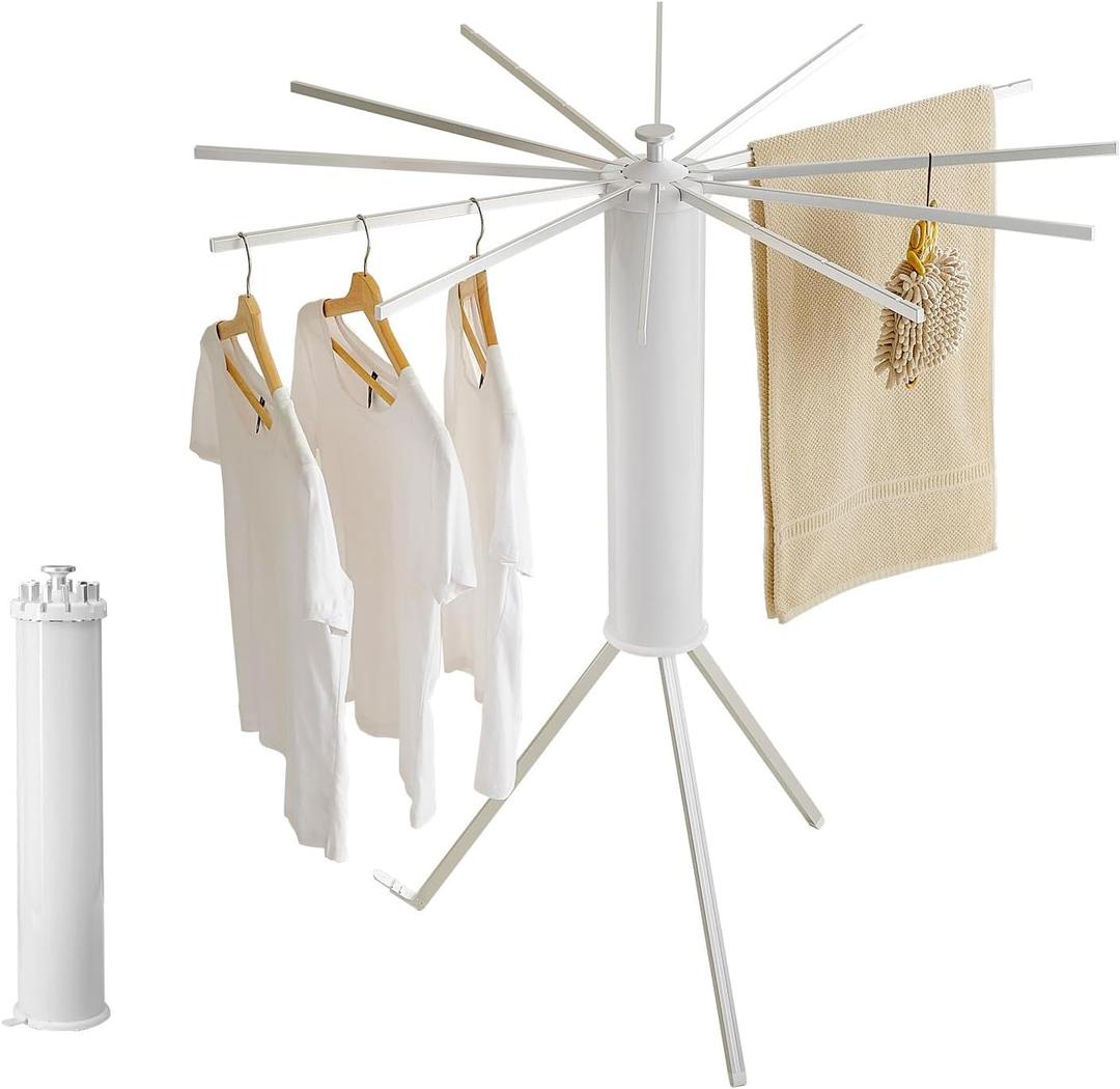 JOOM Tripod Clothes Drying Rack, Garment Rack Portable and Foldable Space Saving Laundry Drying Rack - Drying Rack Clothing Floor Folding Balcony Bedroom Household Aluminum (Matter Silver)