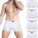 wirarpa Men's Breathable Modal Microfiber Trunks Underwear Covered Band Multipack (White, Small-4 Pack)