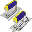 Concrete Tools Set Stainless Steel Concrete Hand Edger (6" x 3", 1/2"R) and Groover (6" x 3", 1/2"W,1/2"D) Plaster Stucco Cement Finishing Tool Kit