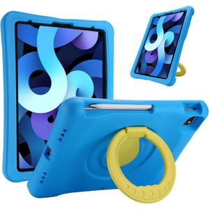 ProCase Kids Case for iPad Air 10.9" 5th Gen 2022/4th Gen 2020/iPad Pro 11 2020/2018, Shockproof Rotate Handle Fold Stand Lightweight Kids Friendly Case Blue