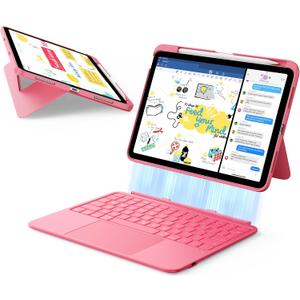 ESR iPad 11th (A16) 2025/10th Gen Flex Keyboard Case, Ultra-Light Magnetic Detachable Keyboard for iPad 10.9" with Writing/Viewing Modes, Larger Precision Trackpad, Pink