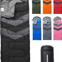 MalloMe Sleeping Bags for Adults Cold Weather & Warm - Backpacking Camping Sleeping Bag for Kids 10-12, Girls, Boys - Lightweight Compact Camping Essentials Gear Accessories Hiking Sleep Must Haves (50-80F Everyday 3 Season - Black)
