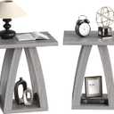 End Tables Living Room, Side Table Beside Sofa, Nightstand for Bedroom, Couch Side Table with Shelf, Modern End Table for Living Room, Grey End Table Set of 2
