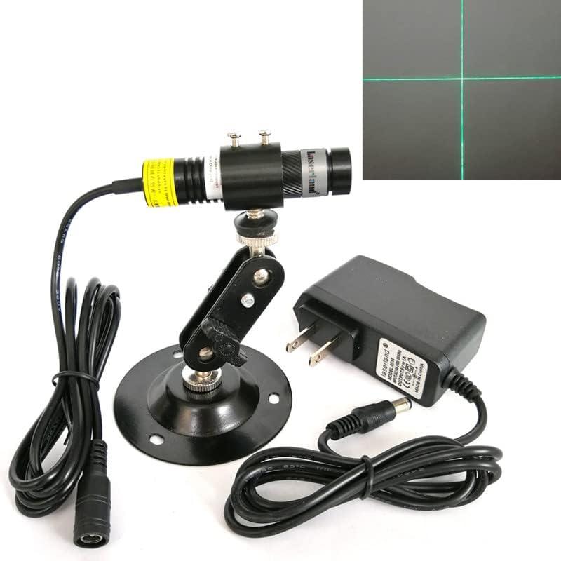 520nm Green Cross Line Light Cross hair Locator Marker for Screen Printing Heat Press Machine Alignment Placement (+AC-DC adpter+Holder, Green Cross)