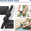 5 in 1 Foam Roller Set - Foam Roller for Legs, Muscle Roller Stick, Massage Ball, Resistance Band for Physical Therapy & Deep Tissue Muscle Massage (Black)
