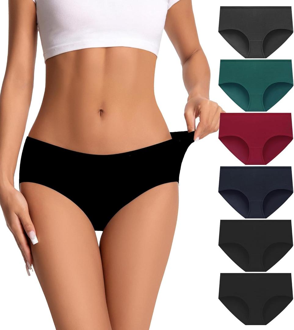 Womens Underwear Cotton Soft Hipster Full Coverage Ladies Stretch Panties (Regular & Plus Size) (Large, Multicolor-6pack-04)