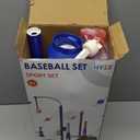 HYES 4 in 1 T Ball Sets for Kids 3-5 with Toss and Catch Ball Set, Hanging Tee Stand with Auto Pitching Machine/ 2 Bats, Indoor Outdoor Toys Birthday Baseball Gifts for Toddler Boys Girls, Blue