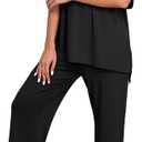 PrinStory Women's Pajamas Sets 2 Piece Lounge Set Short Sleeve Tops and Long Pants Soft Pjs Loungewear with Pockets (Black, XXL)